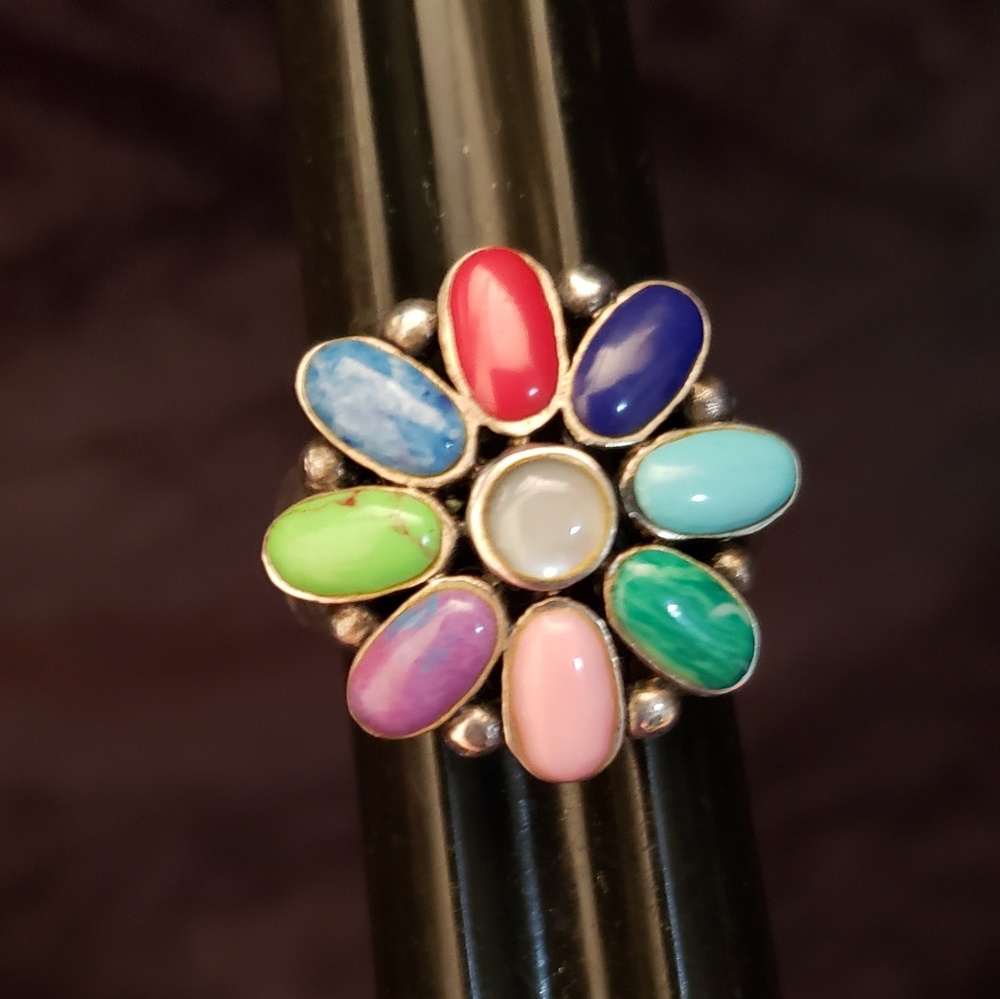 Sterling Silver Natural Stone Statement Ring